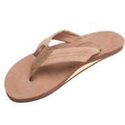 Rainbow Single Layer Women's Leather Sandal DKBROWN