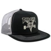 Thrasher Skate Goat Embroidered Mesh Trucker Hat, Black/Grey 