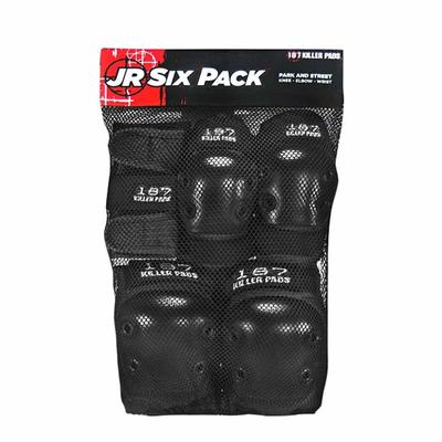 187 Junior Skate Pad Set, 6-Pack, Black