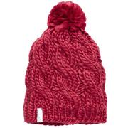 Coal The Rosa Cable Knit Silky Women's Acrylic Pom Beanie BERRY