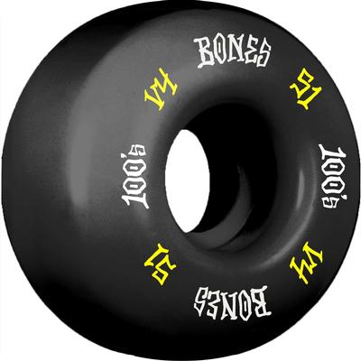 Bones 100 V4 Wide Skateboard Wheels, 100a