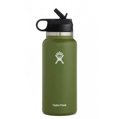 Hydro Flask 32 oz. Wide Mouth Insulated Water Bottle w/Straw Lid, Olive