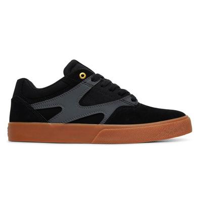 DC Shoes Kalis Vulc Leather Skate Shoes, Black/Grey