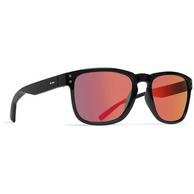 Dot Dash Bootleg Sunglasses, Black Gloss/Red Chrome