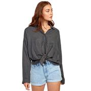 RVCA Habit Oversized Women's Button-Up Shirt BLK
