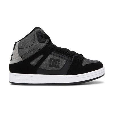 DC Shoes Pure High Youth Skate Shoes, Black/Heather Grey