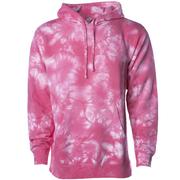 Independent Trading Company Unisex Midweight Tie Dye Hooded Pullover, Tie Dye Pink