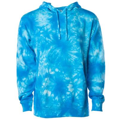 Independent Trading Company Unisex Midweight Tie Dye Hooded Pullover, Tie Dye Aqua Blue