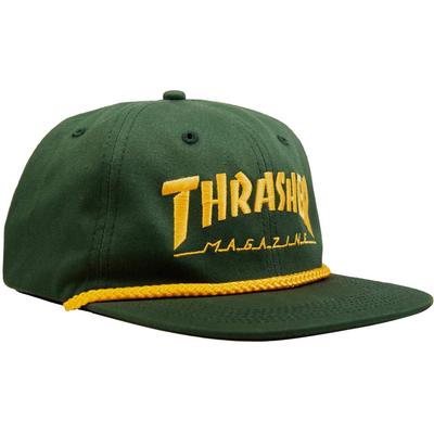 Thrasher Rope Snapback Hat, Green/Yellow