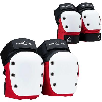 Protec Street Open Back Knee/Elbow Pad Set, Red/Black/White