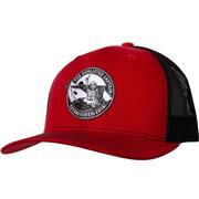 Qualified Captain Skeleton Logo Snapback Adjustable Trucker Hat RED/BLK