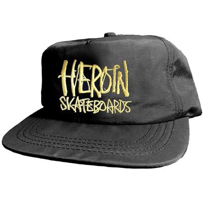 Heroin Script Nylon Snapback Adjustable Hat, Black/Gold