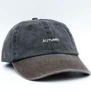 Autumn Pre Washed Canvas Two Tone Strapback Adjustable Hat BLK