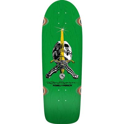 Powell Peralta OG Ray Rodriguez Skull & Sword Reissue Green Skateboard Deck, 10