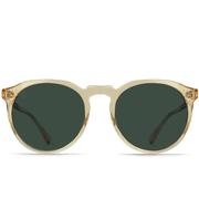 Raen Remmy Unisex Retro Round Sunglasses, Champagne Crystal/Green Polarized