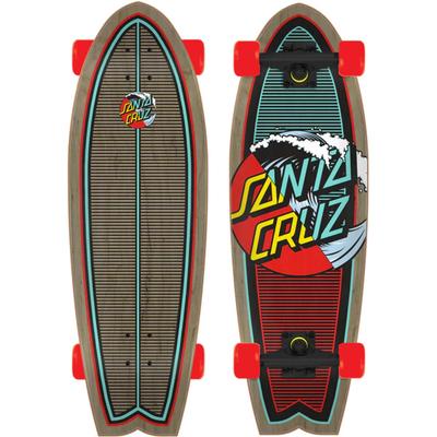 Santa Cruz Classic Wave Splice Shark Complete Cruiser Skateboard, 27.7