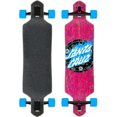 Santa Cruz Floral Flame Dot Complete Drop Thru Longboard, 9.0