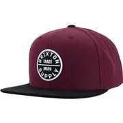 Brixton Oath III Snapback Adjustable Hat, Maroon/Black