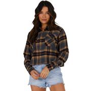 Salty Crew Stay Golden Crop Flannel CHARCOAL