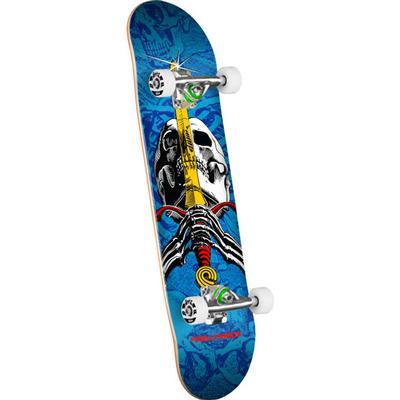 Powell Peralta Skull & Sword Birch Blue Complete Skateboard, 7.5