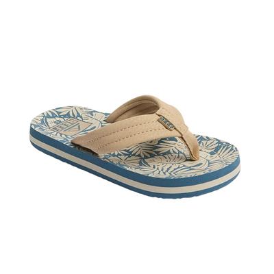 Reef Ahi Kids Sandals, Blue/Tan Palm