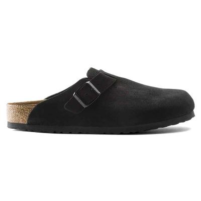 Birkenstock Boston Soft Footbed Suede Clogs, Black
