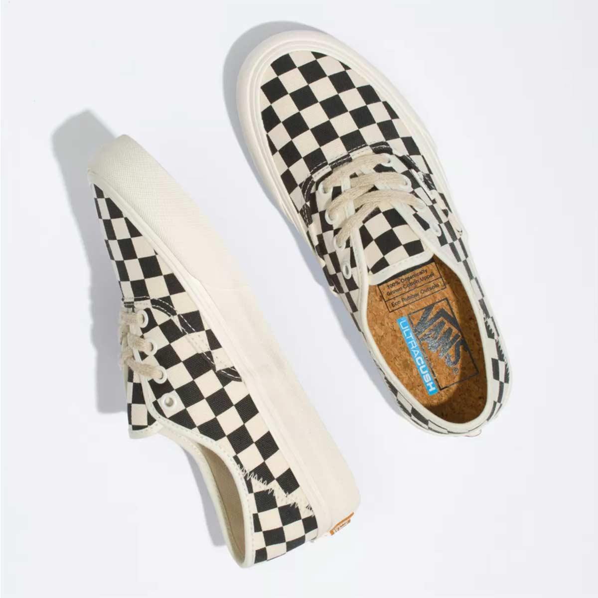 Vans Eco Theory Authentic SF Skate Shoes, Black Checkerboard/Marshmallow
